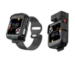 Zebra WS3012-0M304E52EA6 - Ordinateur mobile portable, caméra supérieure 13 Mpx + caméra frontale 5 Mpx (champ de vision de 120°), écran tactile AMOLED 2 pouces (460 × 460), technologie de capteurs interactifs, support à clip avec prise casque PTT filaire 3,5 m