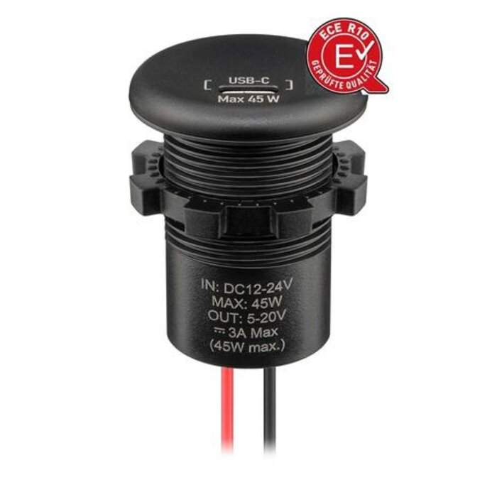 RAM MOUNT 560006 Chargeur dÆinstallation de panneaux USB-C avec fils nus, longueur de cÔble 150 mm