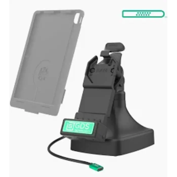 RAM MOUNT RAM-GDS-DOCKLL-U1CD2U RAM Mounts GDS Uni-Conn Charging Dock - Key-Locking (Left) - 2-Hole AMPS Pattern - USB-C & Dual USB-A Connector - Screw Set