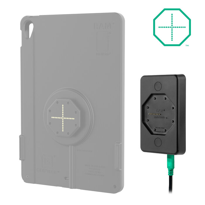 RAM MOUNT RAM-GDS-DOCK-D10V-C-GRY RAM monta la base a muro alimentata GDS Uni-Conn con connessione USB-C - Magnetica - VESA 75x75 & 100x100 mm - Grigio chiaro