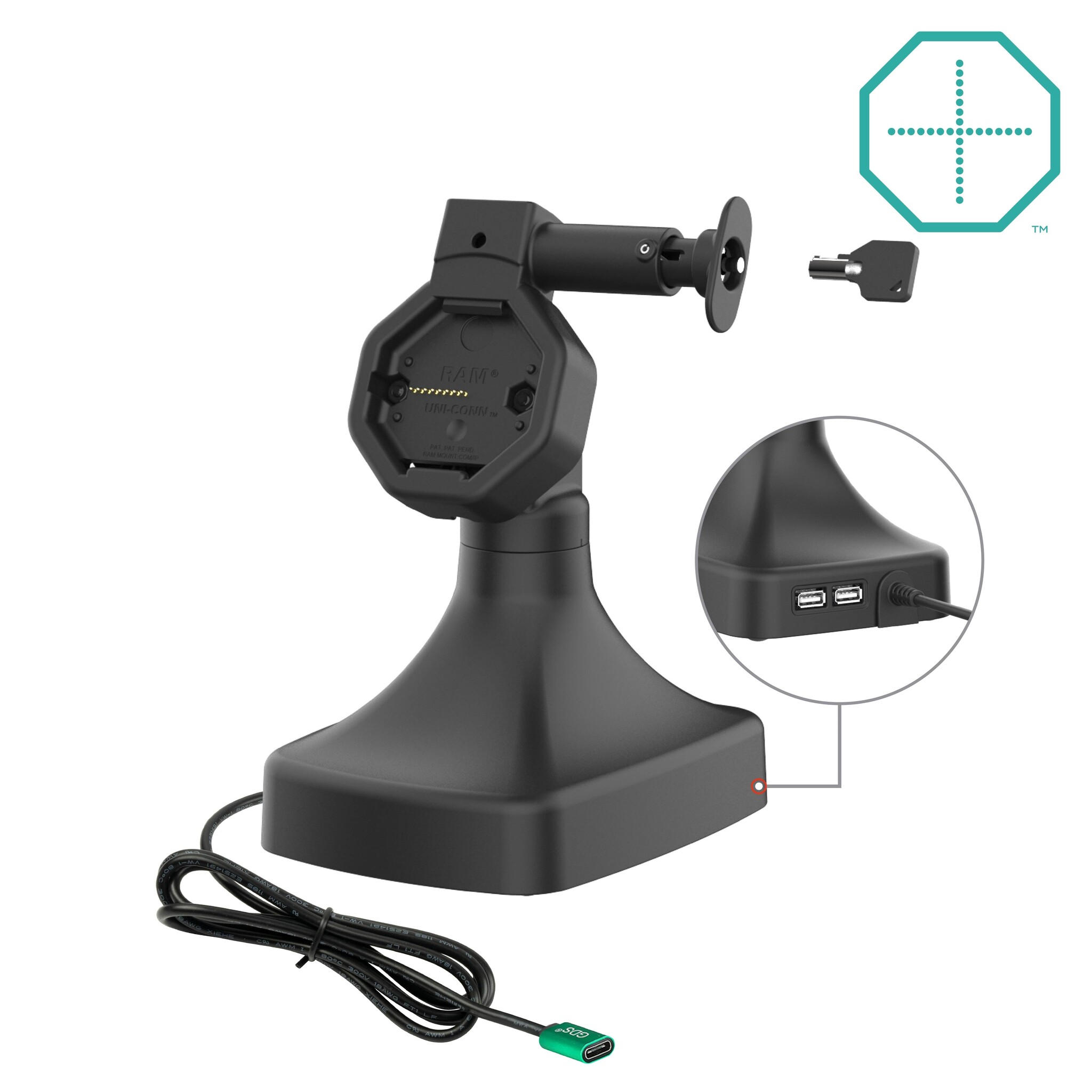 RAM MOUNT RAM-GDS-DOCK-D11-14-U1C Soporte de RAM GDS Uni-Conn Stand Docking Station (14?) - Giratorio y Inclinable - Conexi¾n USB-C