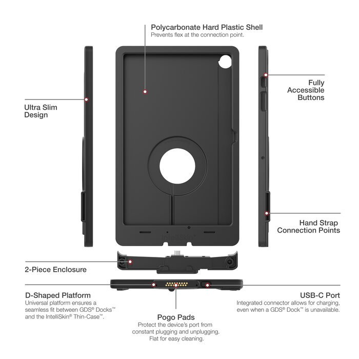 RAM MOUNT RAM-GDS-SKIN-SAM88-TCD Fixation de RAM IntellýSkin Thin-Case pour Samsung Galaxy Tab A9+ - Port USB-C externe - Technologie GDS