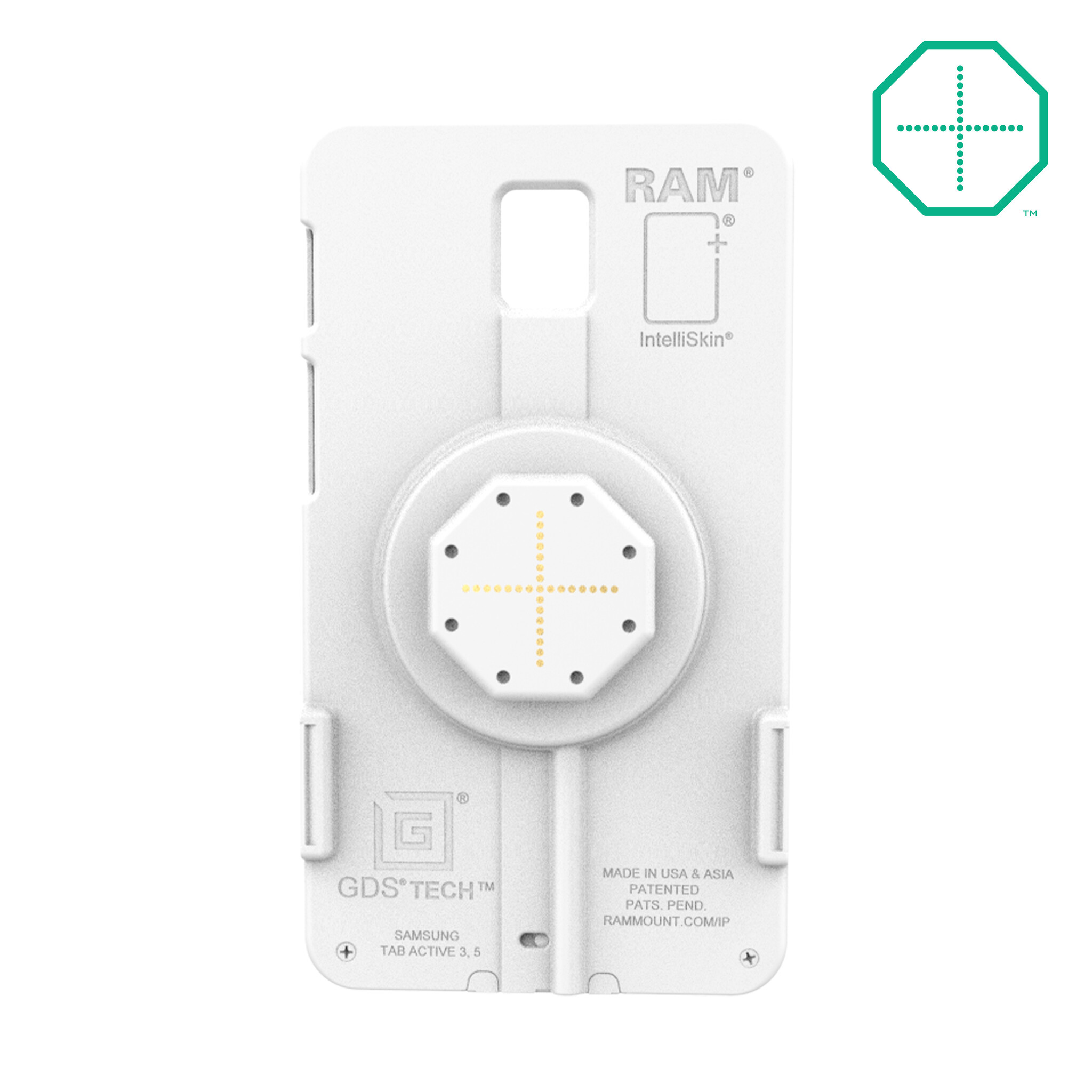 RAM MOUNT RAM-GDS-SKIN-SAM93-TCB-GRY RAM-Montage IntellýSkin Thin-Case f³r Samsung Galaxy Tab Active3 & Active5 û GDS-Technologie, hintere Pogo-Pads, externes USB-C, hellgrau