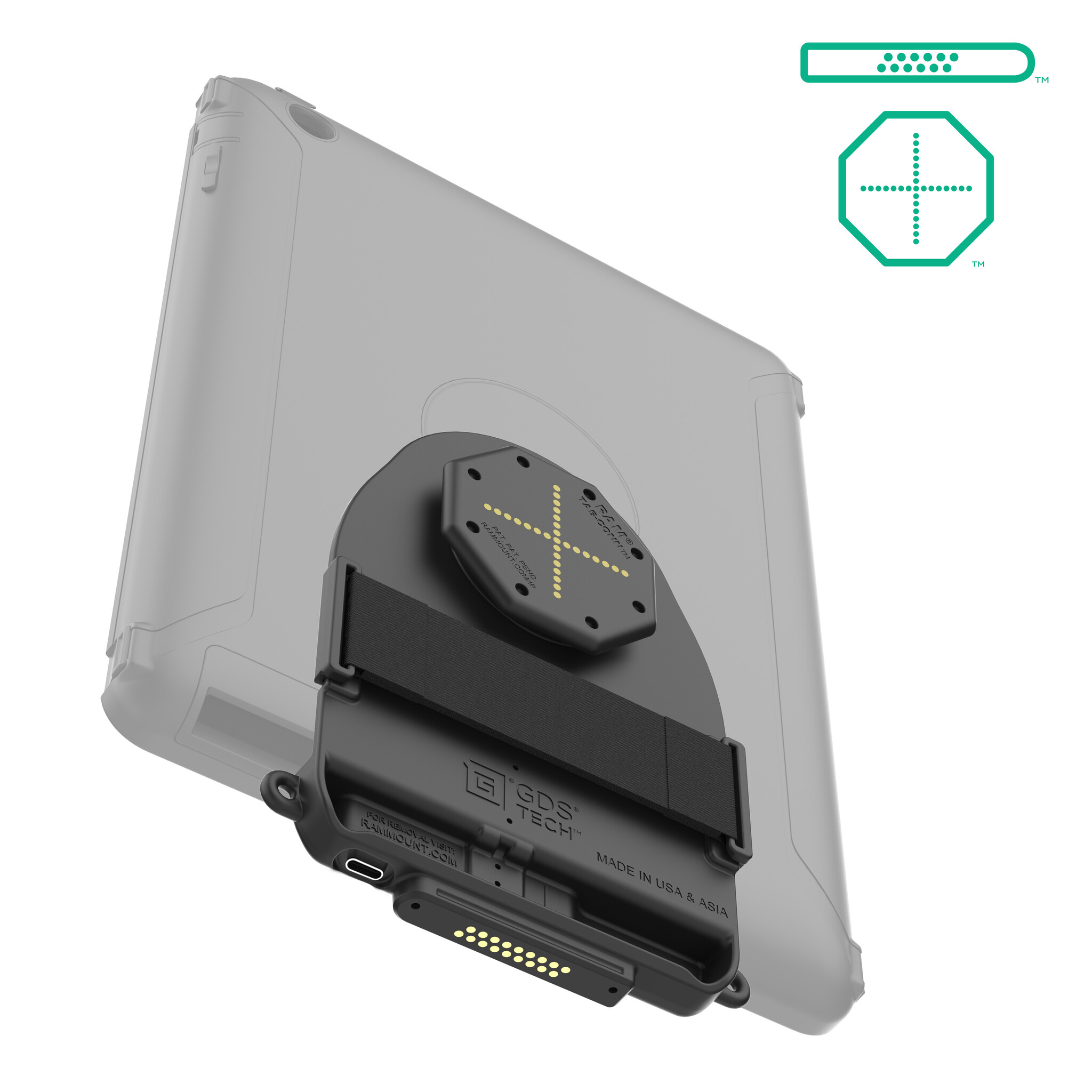 RAM MOUNT RAM-GDS-TABC-OTD1DB RAM monta un GDS Tab-Conn per tablet in custodie Otterbox Defender (a forma di D e pad posteriori Pogo)