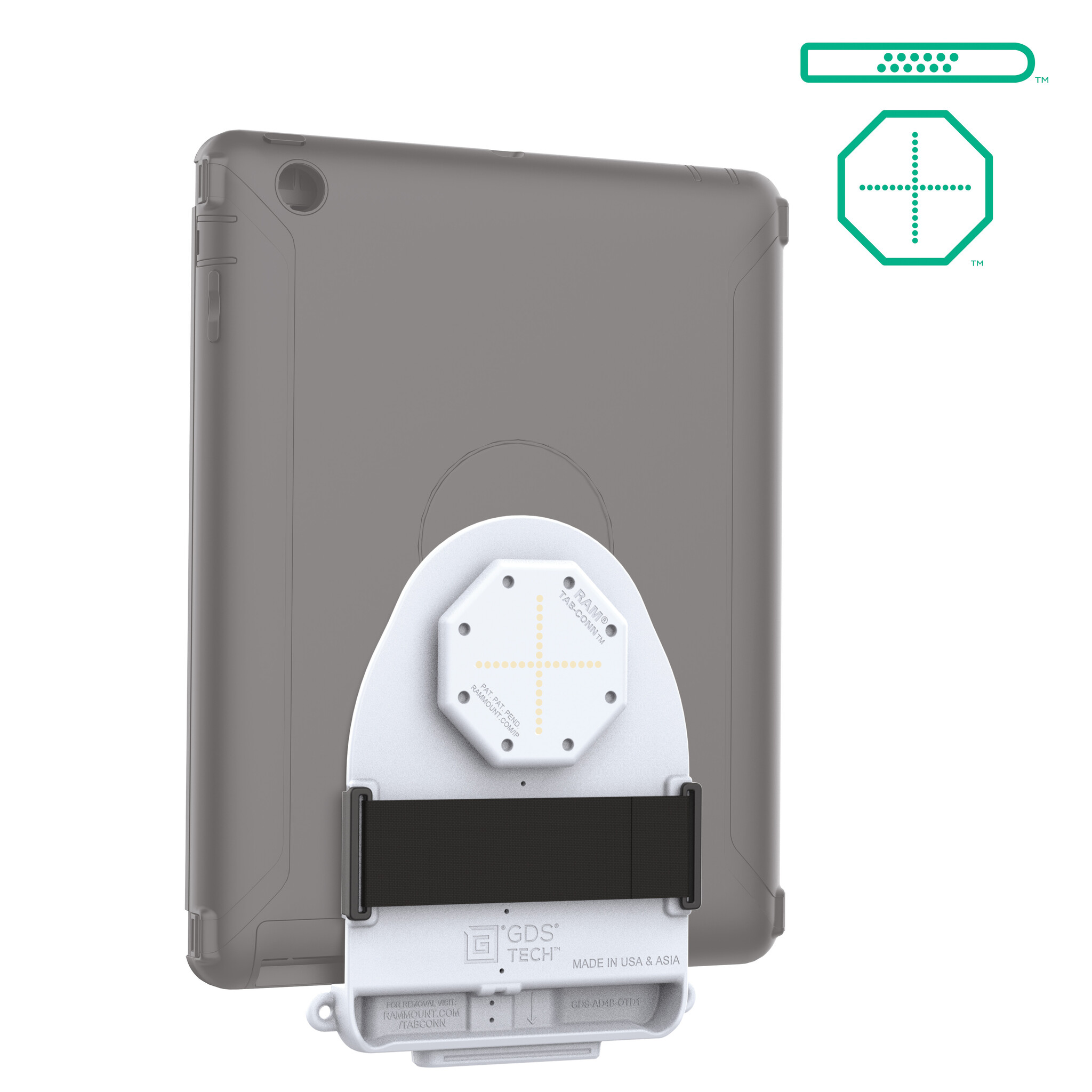 RAM MOUNT RAM-GDS-TABC-OTD1DB-GRY RAM montiert GDS Tab-Conn f³r Tablets in OtterBox Defender-Gehõusen û D-Form & R³ckpolster û Hellgrau