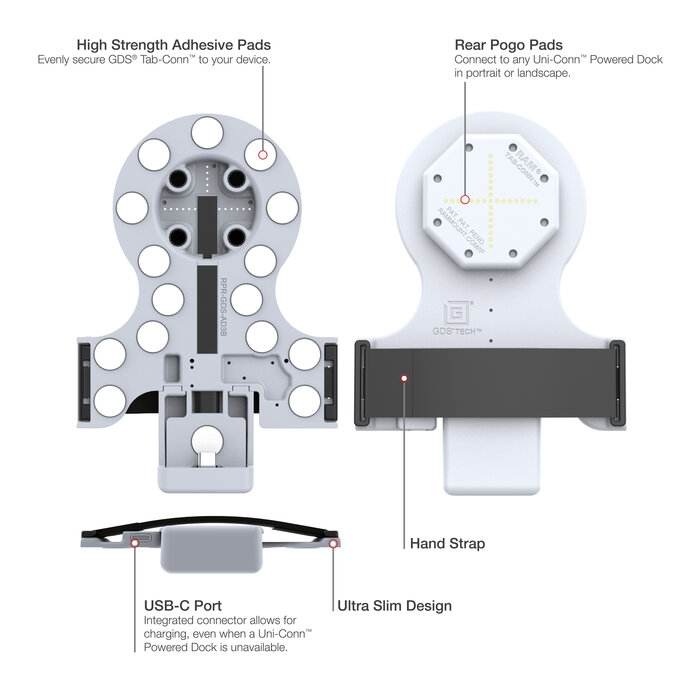 RAM MOUNT RAM-GDS-TABC-B1B-GRY RAM-mounts GDS tab-conn voor tablets zonder behuizing - achterste pogo-pads - lichtgrijs