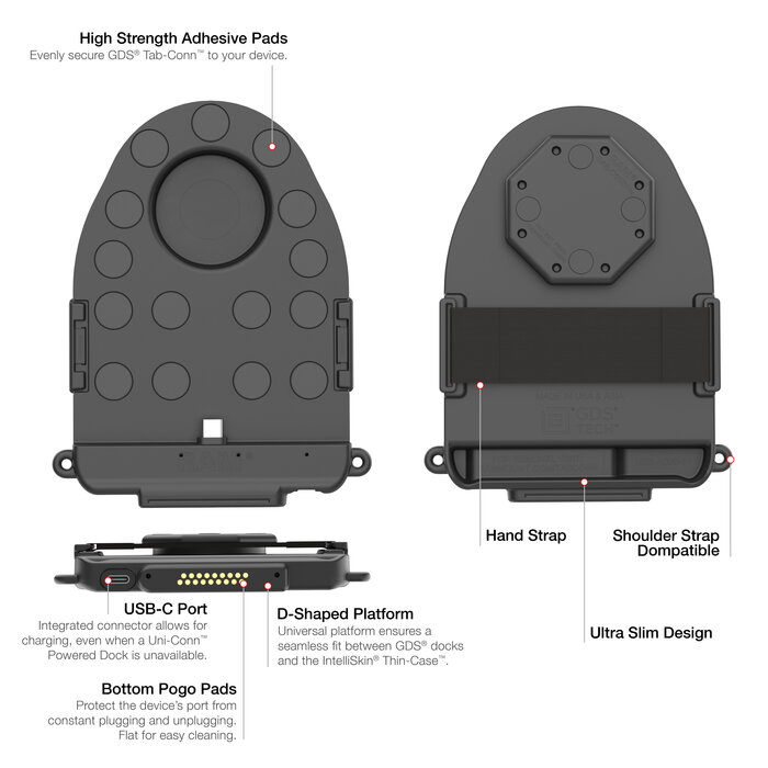RAM MOUNT RAM-GDS-TABC-B1D Montaggio RAM GDS Tab-Conn per tablet senza custodia - pad Pogo a forma di D