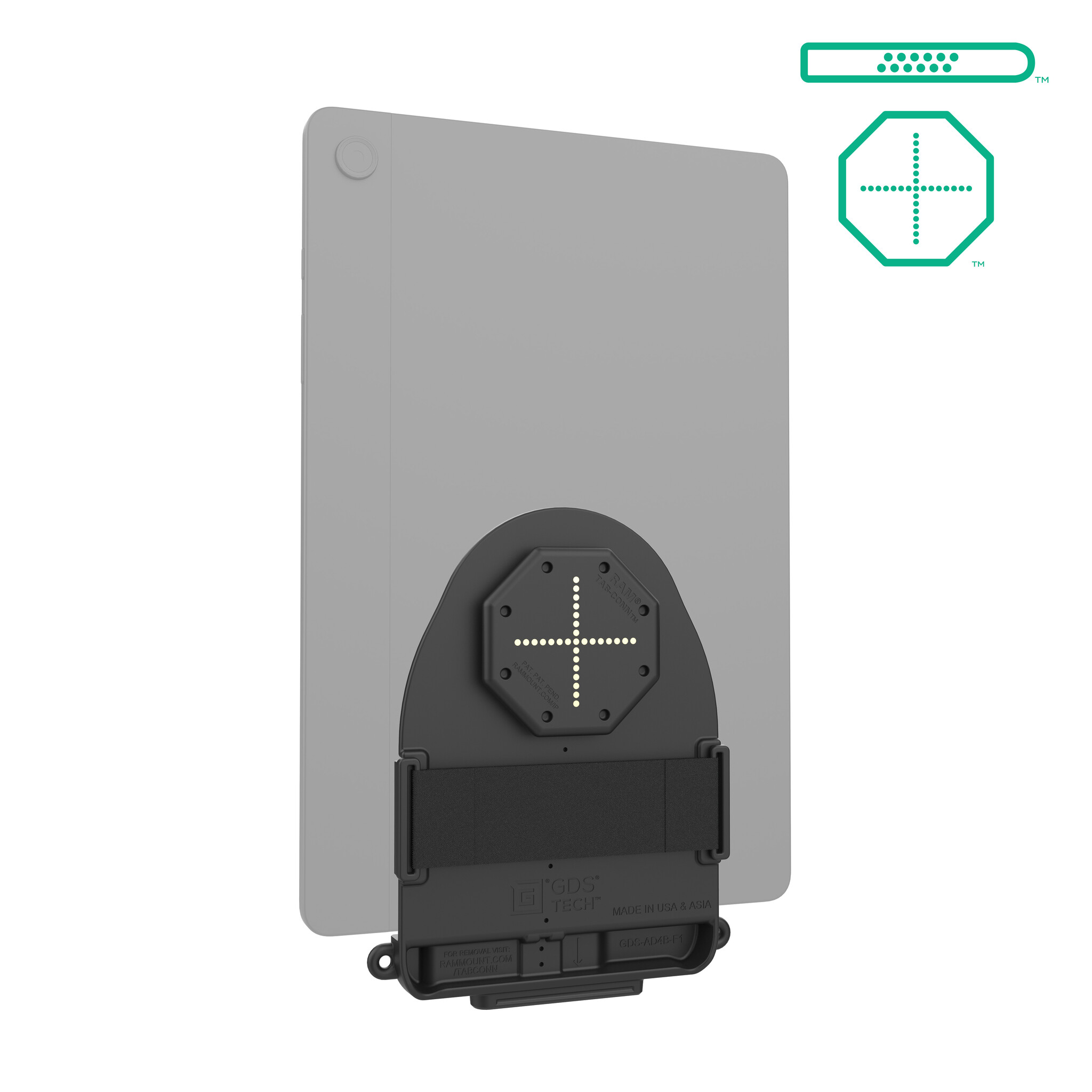 RAM MOUNT RAM-GDS-TABC-B1DB RAM monteert GDS tab-conn voor tablets zonder behuizing (D-vorm en achterste pogo-pads)