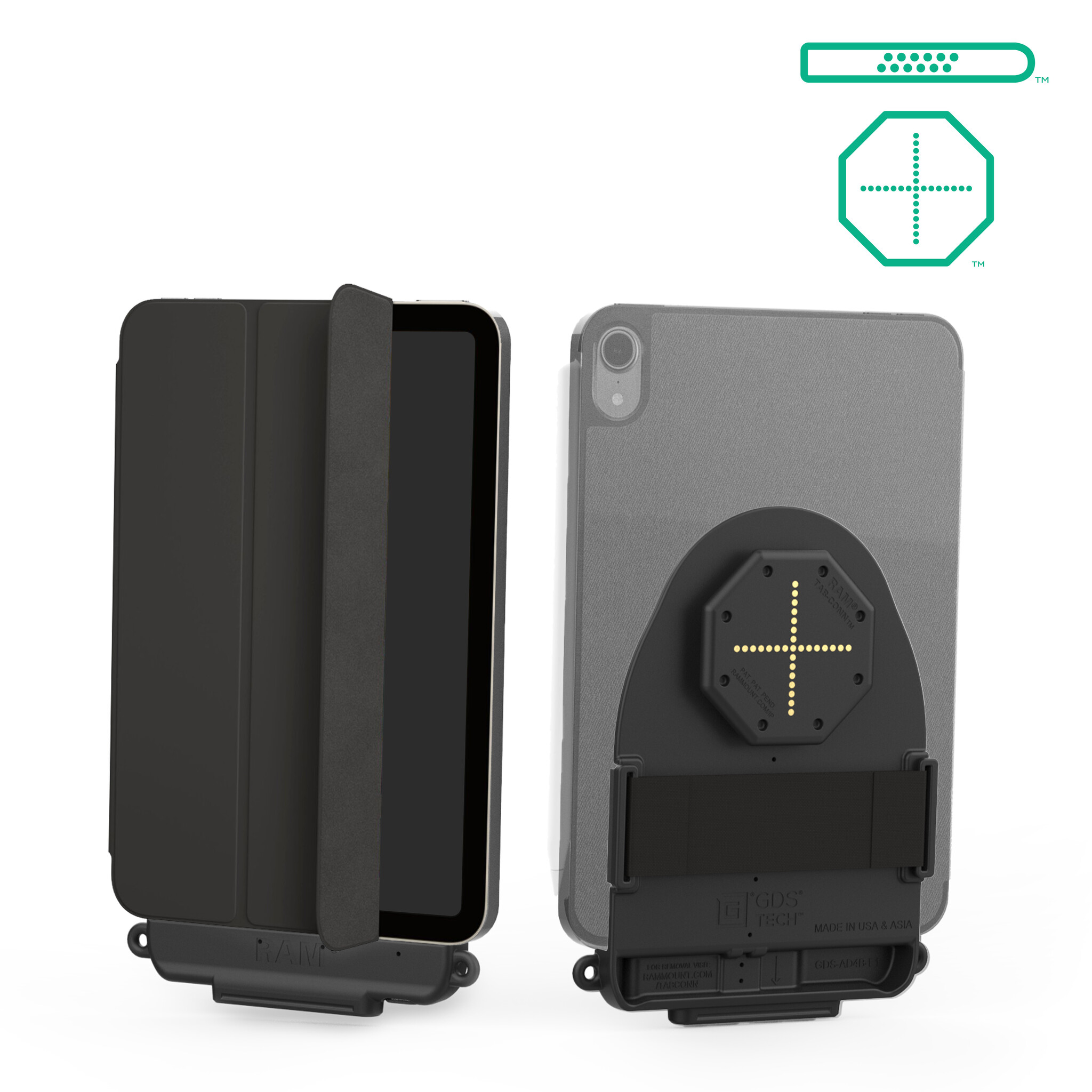RAM MOUNT RAM-GDS-TABC-F1DB RAM monta GDS Tab-Conn per tablet con case in stile folio (a forma di D e pad posteriori Pogo)