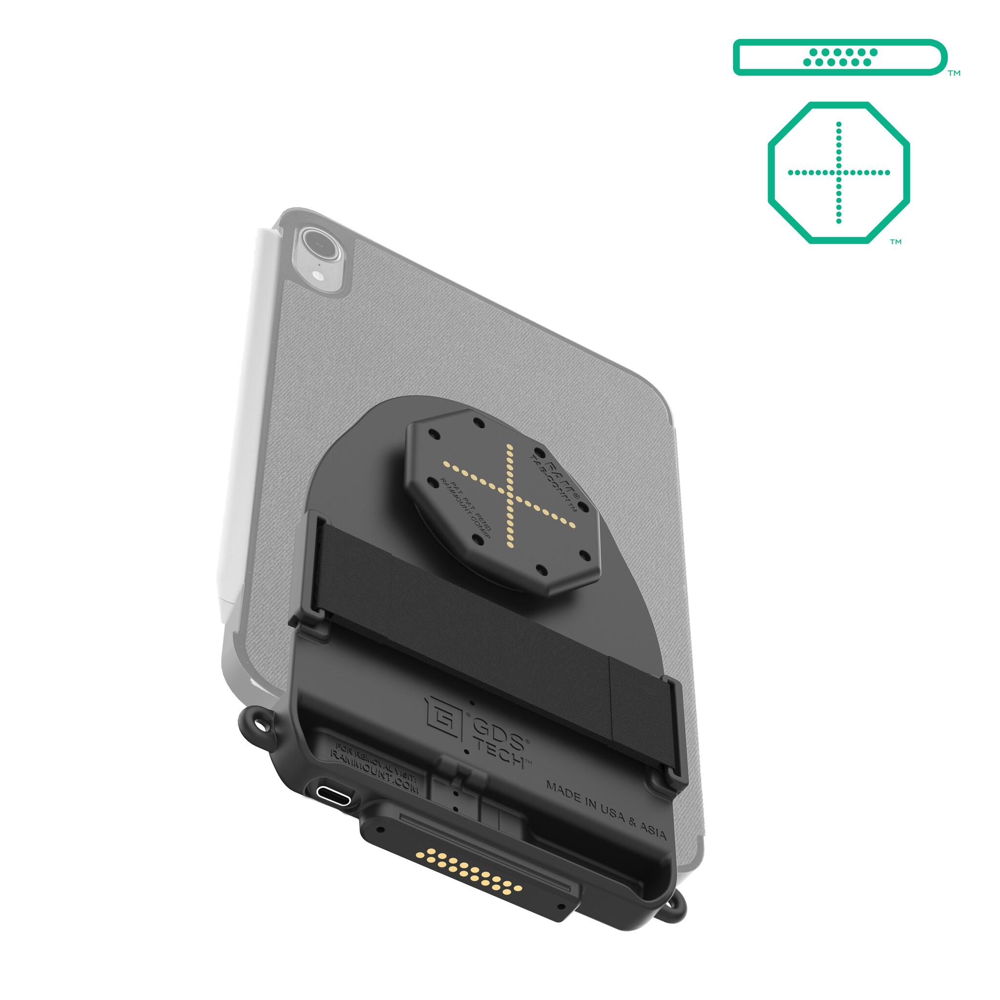 RAM MOUNT RAM-GDS-TABC-F1DB RAM monta GDS Tab-Conn per tablet con case in stile folio (a forma di D e pad posteriori Pogo)