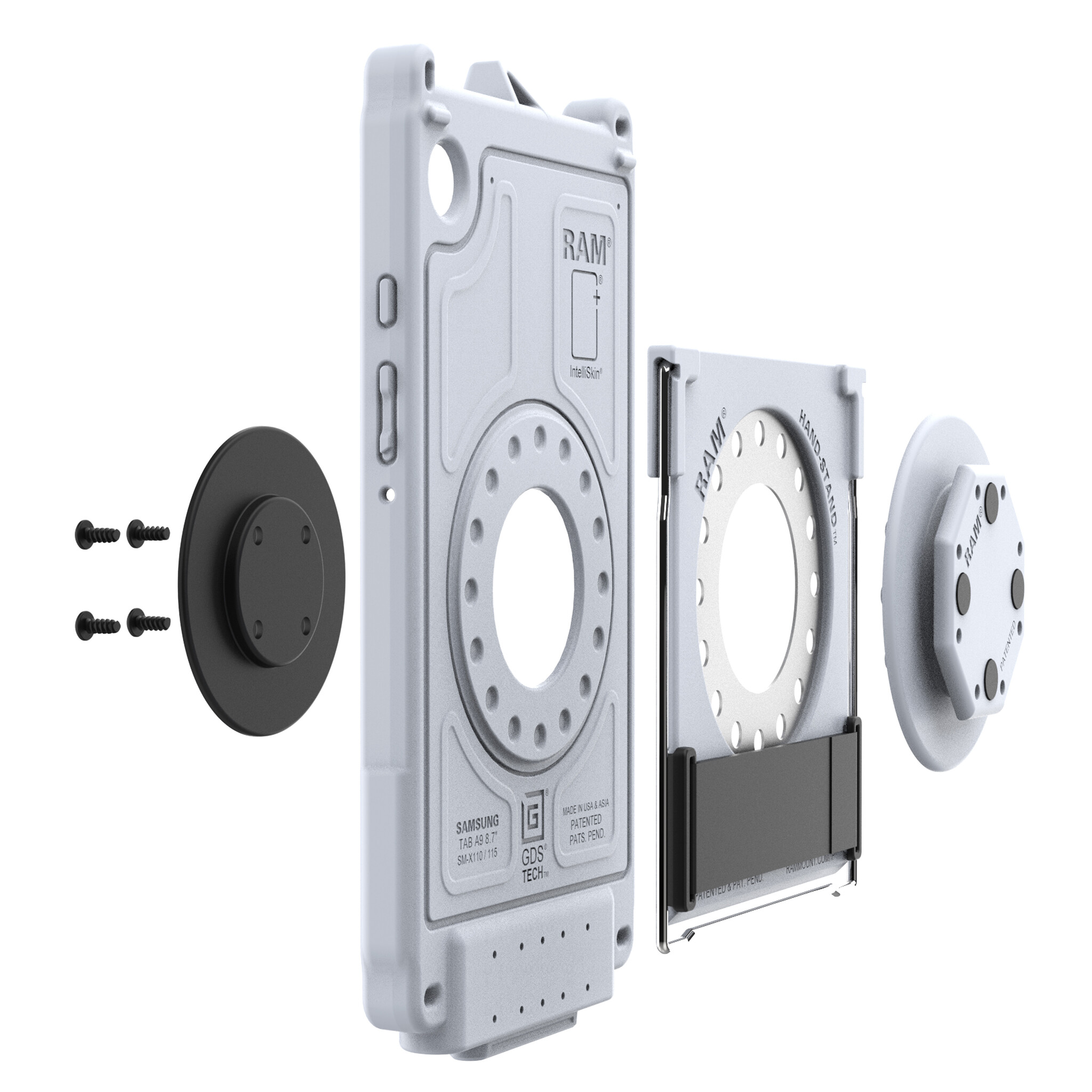RAM MOUNT RAM-GDS-U1HSKU-GRY RAM monta la verticale GDS con adattatore Uni-Conn per case IntelliSkin Next Gen - Serie di case rigidi e sottili - Avvitate - Grigio