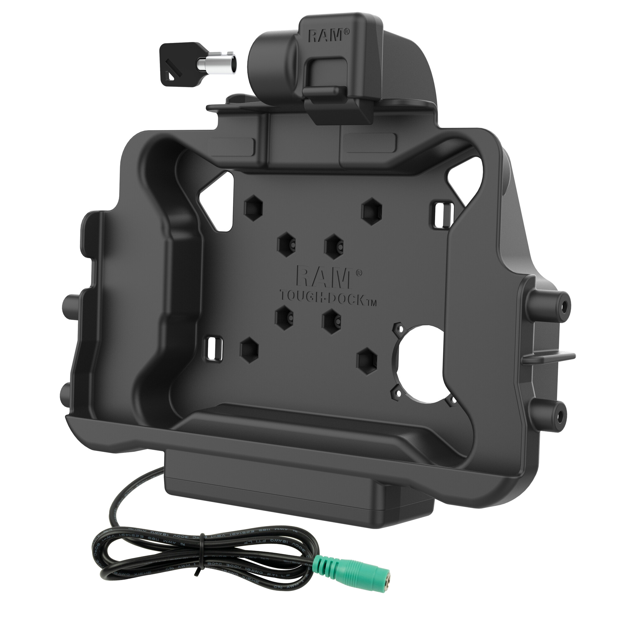 RAM MOUNT RAM-HOL-HON11PKLU RAM Mounts Form-Fit Holder (Key-Locking) for Honeywell ScanPal EDA10A Tablet in OEM Protective Boot - 5.5mm DC Power Supply