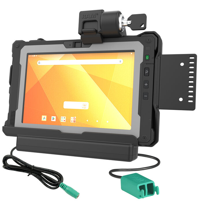RAM MOUNT RAM-HOL-GE5PD2KLU RAM Mounts Form-Fit Holder (Key-Locking) for Getac ZX80 Rugged Tablet - 5.5mm DC & Dual USB-A Connector