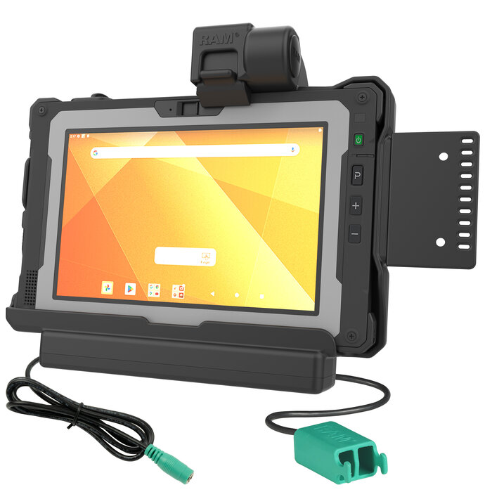RAM MOUNT RAM-HOL-GE5PD2U RAM-Montage ist formanschlie▀ender Halter (Riegel) f³r das Getac ZX80 Rugged Tablet û 5,5 mm DC- und Dual-USB-A-Anschluss