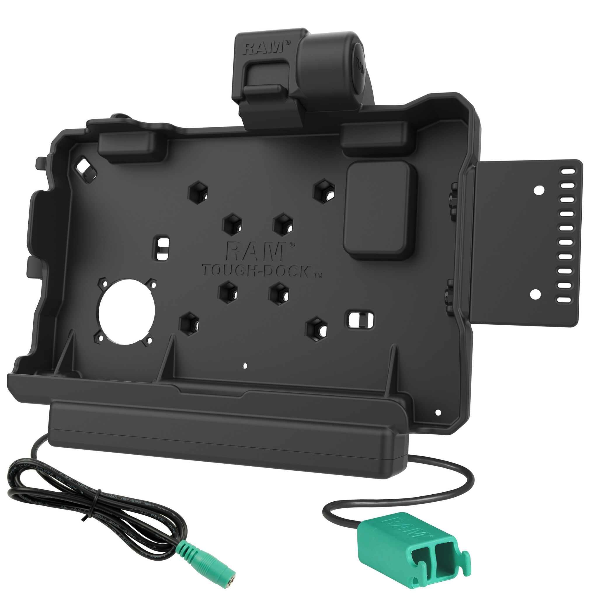RAM MOUNT RAM-HOL-GE5PD2U RAM Mounts Form-Fit Holder (Latch) for Getac ZX80 Rugged Tablet - 5.5mm DC & Dual USB-A Connector