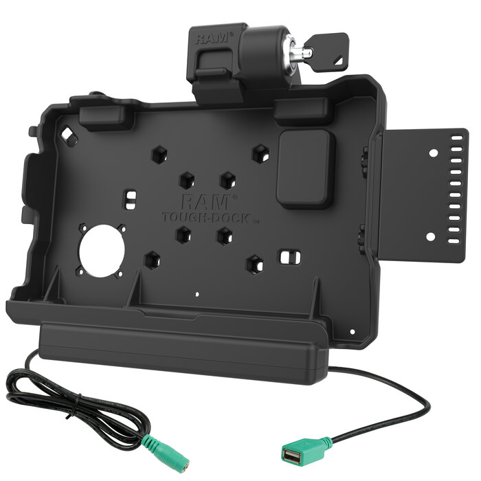 RAM MOUNT RAM-HOL-GE5PDKLU RAM-mounts vormpassende houder (key-locking) voor Getac ZX80 Rugged Tablet - 5,5mm DC & USB-A connector