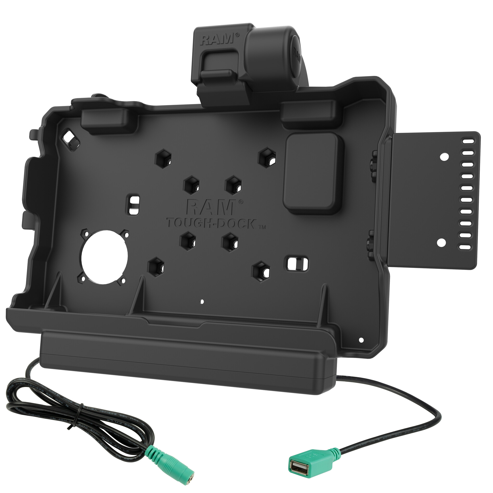 RAM MOUNT RAM-HOL-GE5PDU RAM-Montage Passformhalter (Verriegelung) f³r das Getac ZX80 Rugged Tablet û 5,5 mm DC & USB-A Anschluss