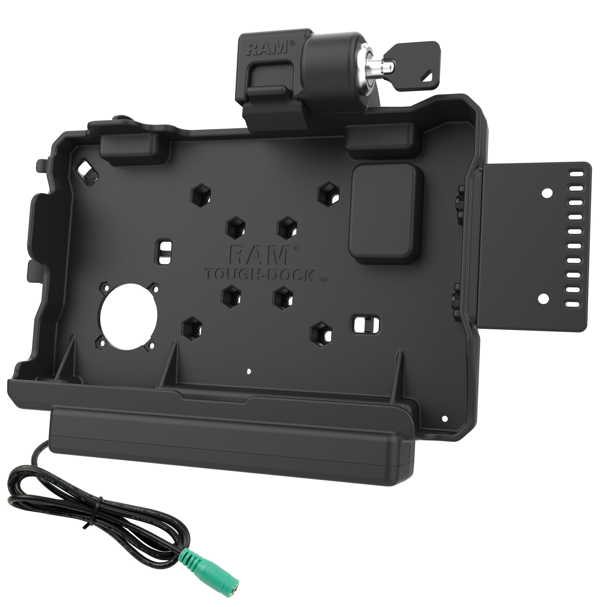 RAM MOUNT RAM-HOL-GE5PKLU RAM Mounts Form-Fit Holder (Key-Locking) for Getac ZX80 Rugged Tablet - 5.5mm DC Power Supply