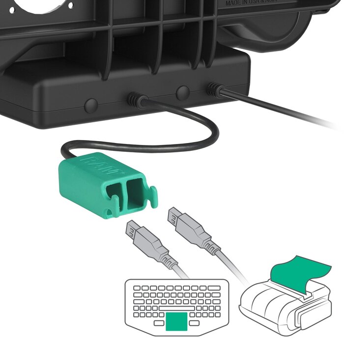 RAM MOUNT RAM-HOL-HON11PD2KLU RAM Mounts Form-Fit Holder (Key-Locking) for Honeywell ScanPal EDA10A Tablet in OEM Protective Boot - 5.5mm DC & Dual USB-A Connector