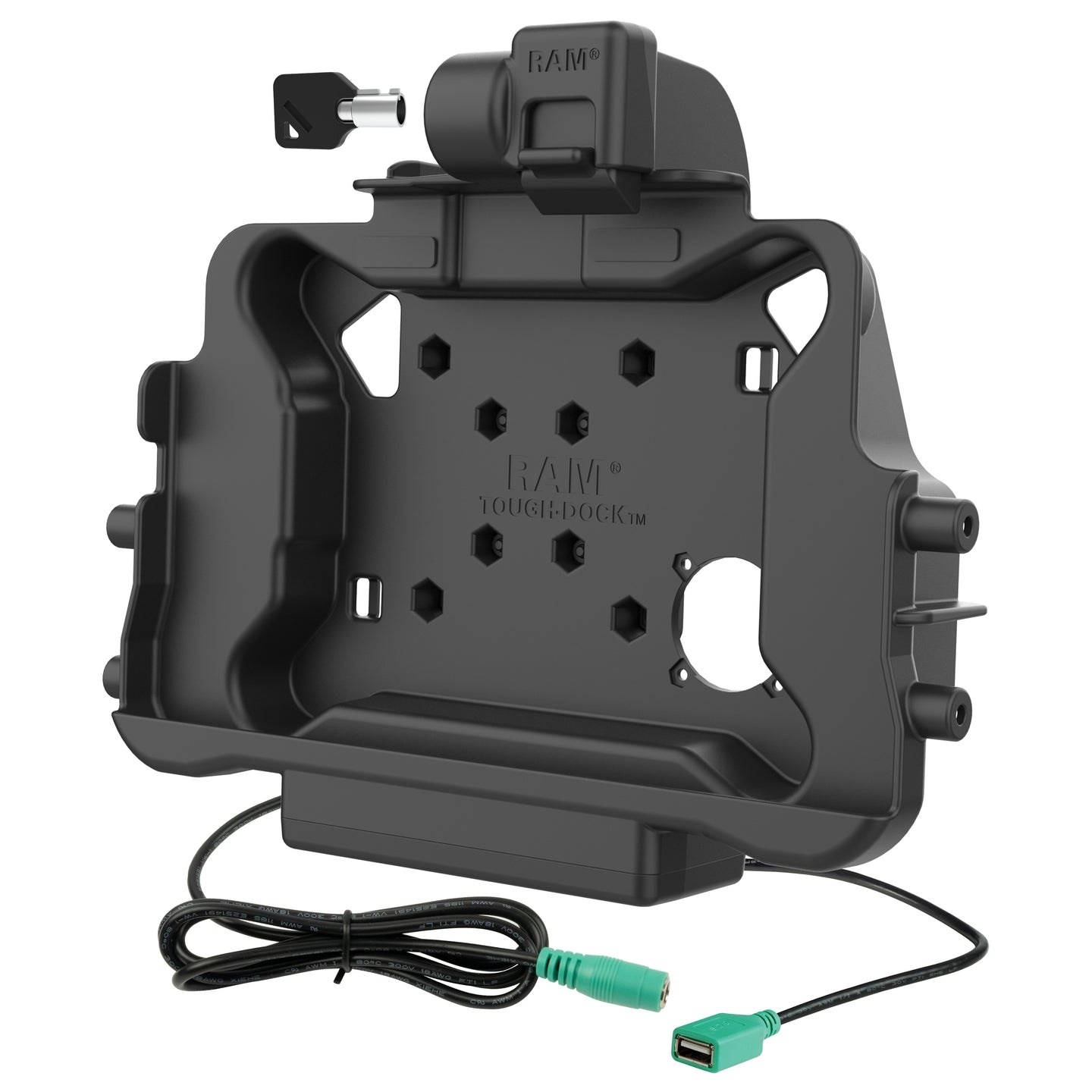RAM MOUNT RAM-HOL-HON11PDKLU Supports RAM : Porte-clÚ dÆajustement (verrouillage de la clÚ) pour tablette Honeywell ScanPal EDA10A dans un dÚmarrage protecteur OEM - Connecteur DC & USB-A de 5,5 mm