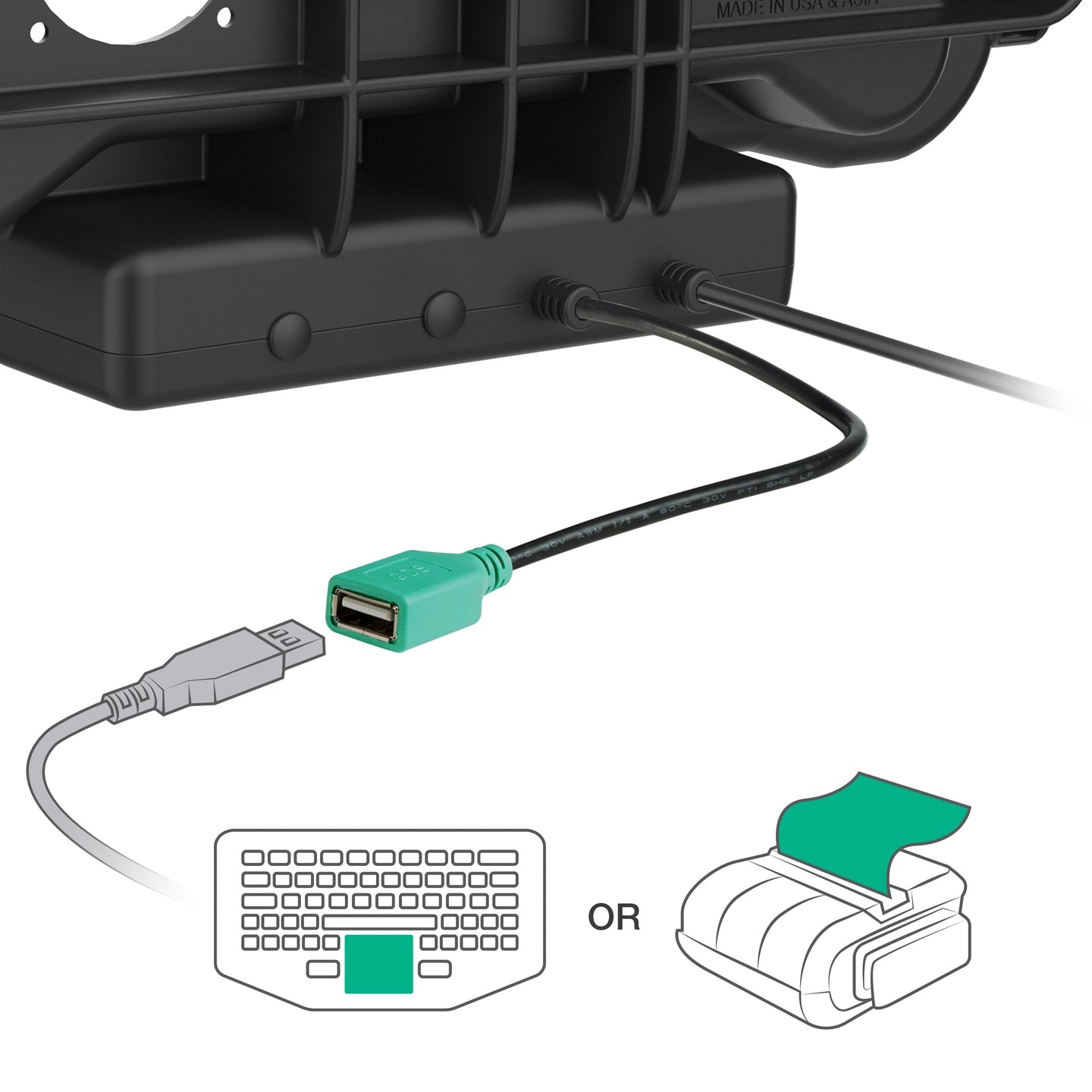 RAM MOUNT RAM-HOL-HON11PDKLU RAM Mounts Form-Fit Holder (Key-Locking) for Honeywell ScanPal EDA10A Tablet in OEM Protective Boot - 5.5mm DC & USB-A Connector