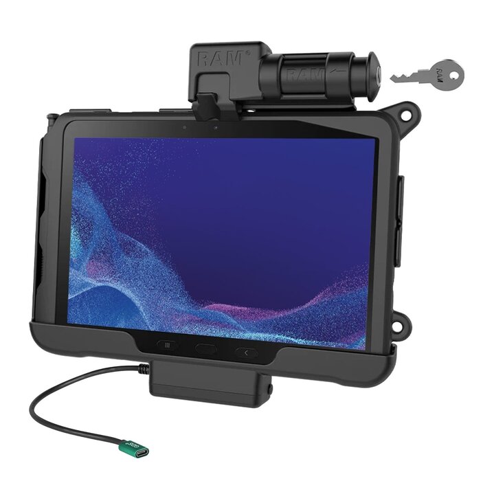 RAM MOUNT RAM-HOL-SAM57CPKLU RAM Mounts Form-Fit Holder (Key-Locking) for Samsung Tab Active Pro & Active4 Pro - in OEM/RAM Sleeve - USB-C Power Supply