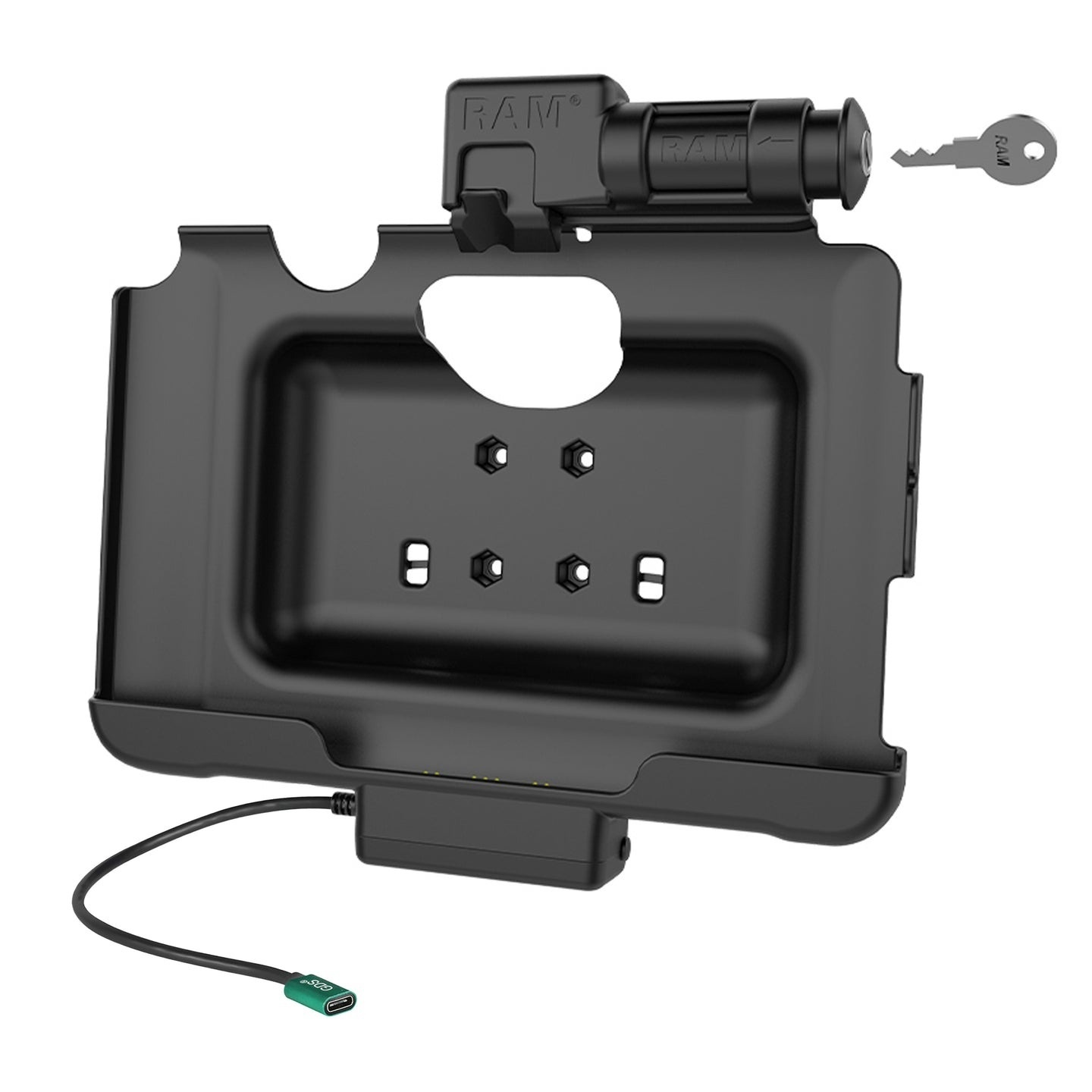 RAM MOUNT RAM-HOL-SAM57CPKLU RAM Mounts Form-Fit Holder (Key-Locking) for Samsung Tab Active Pro & Active4 Pro - in OEM/RAM Sleeve - USB-C Power Supply