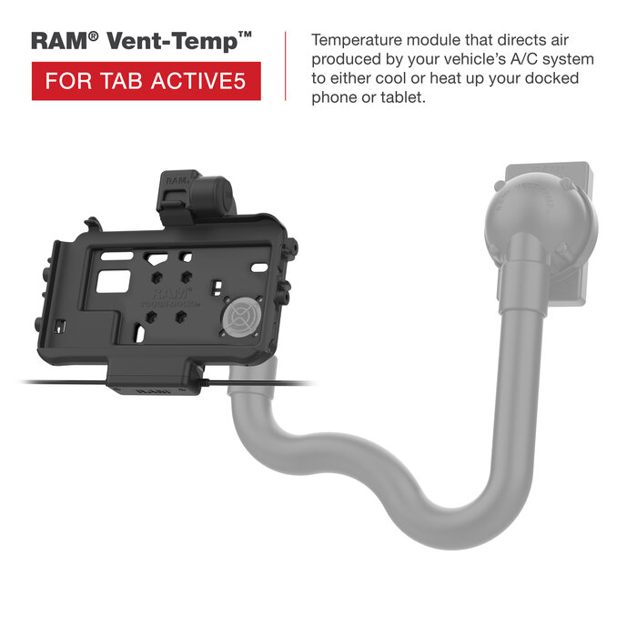 RAM MOUNT RAM-HOL-SAM58CPT-CAU RAM Mounts Form-Fit Low Profile Holder (Latch) for Samsung Tab Active3 & Active5 - In OEM/RAM Sleeve - USB-C & USB-C/A Connector