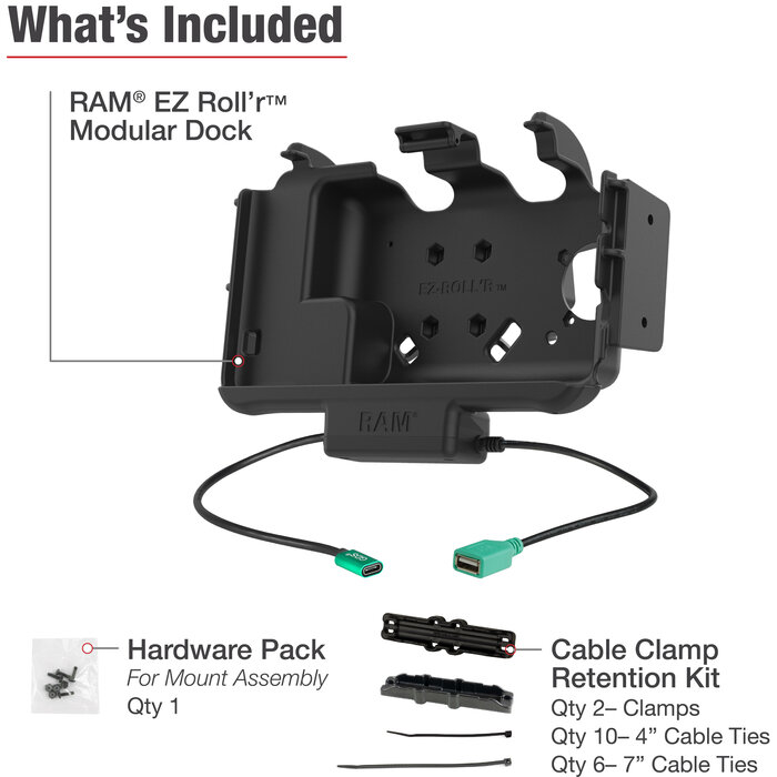 RAM MOUNT RAM-HOL-SAM60CPN-1AU RAM Mounts EZ-Roll'r Modular Holder for Samsung Tab Active3 & Active5 - In OEM/RAM Sleeve - USB-C & USB-A Connector