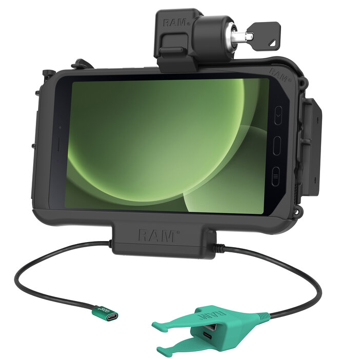 RAM MOUNT RAM-HOL-SAM58CPKLN-CAU Montaggi RAM Portaforma modulare (chiavistello a chiave) per Samsung Tab Active3 e Active5 - Nella custodia OEM/RAM - Connettore USB-C & USB-C/A
