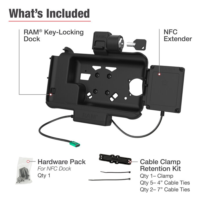 RAM MOUNT RAM-HOL-SAM58CPKL-NFCU Montaggi RAM Porta-Adattamento (chiavistello a chiave) per Samsung Tab Active3 & Active5 - Inserito nella guaina OEM/RAM - Connettore USB-C