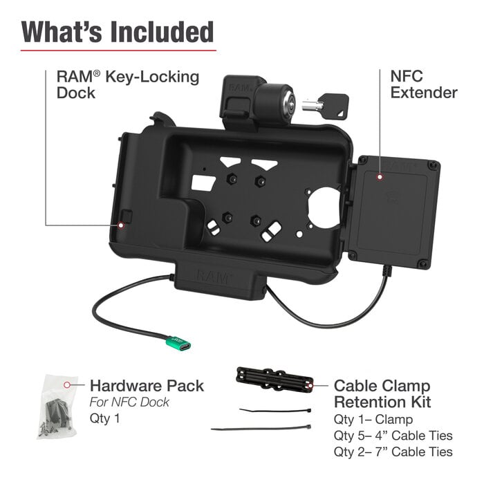 RAM MOUNT RAM-HOL-SAM58CPKL-NFCU Soportes de RAM Soporte de ajuste (bloqueo por llave) para Samsung Tab Active3 y Active5 - En funda OEM/RAM - Conector USB-C