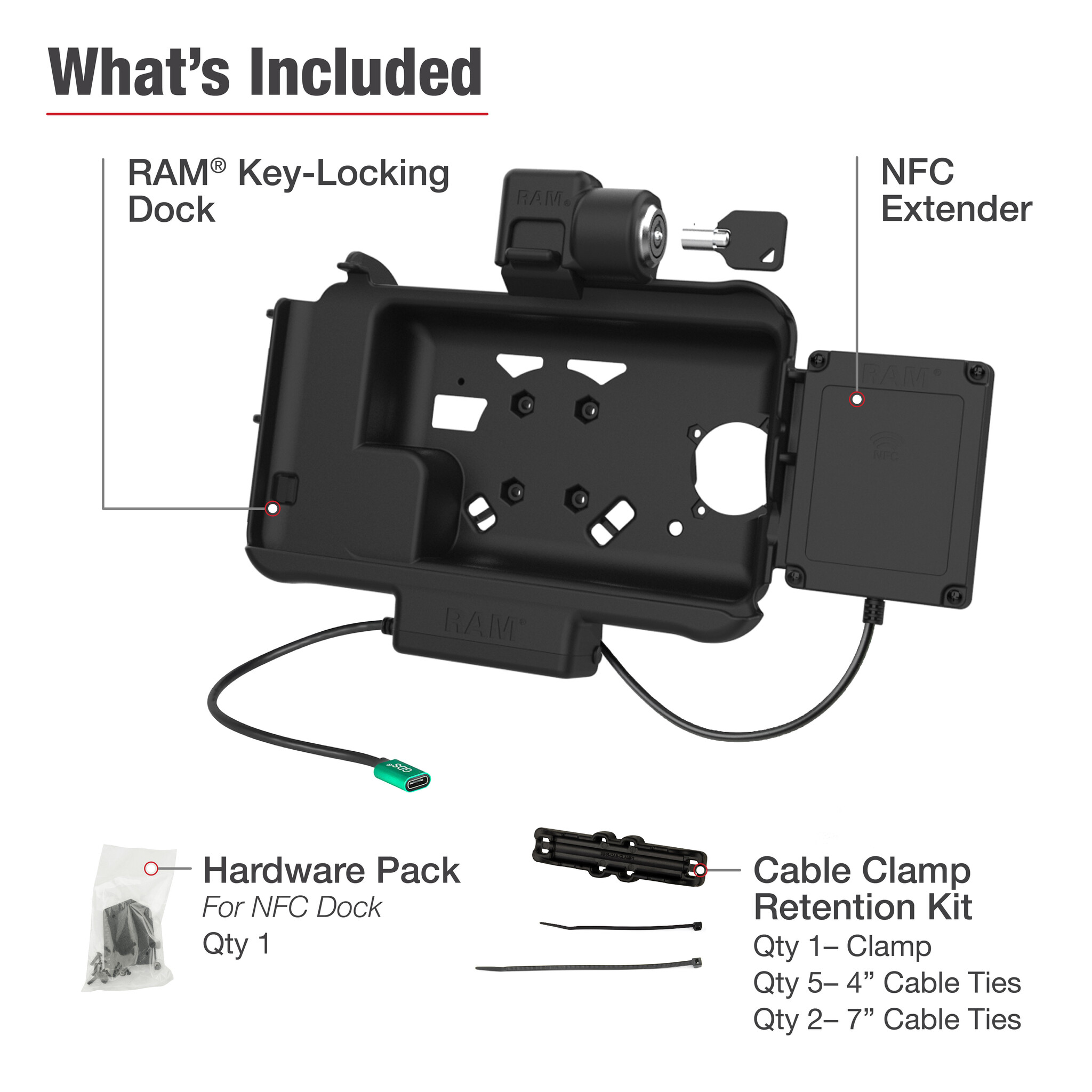 RAM MOUNT RAM-HOL-SAM58CPKL-NFCU RAM-Halterungsform û Passformhalter (Key-Locking) f³r Samsung Tab Active3 & Active5 û in OEM/RAM-H³lle û USB-C-Anschluss