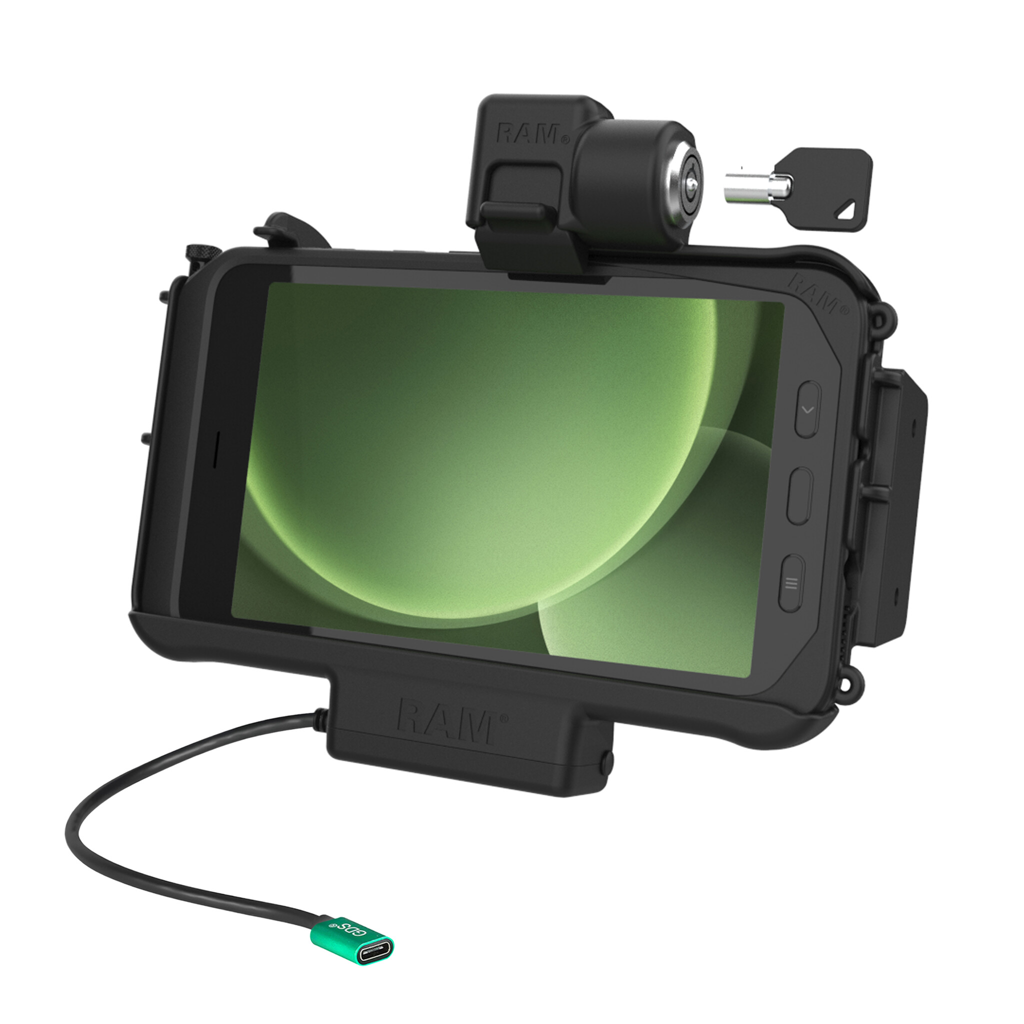 RAM MOUNT RAM-HOL-SAM58CPKLNU RAM Mounts Modular Form-Fit Holder (Key-Locking) for Samsung Tab Active3 & Active5 - In OEM/RAM Sleeve - USB-C Connector