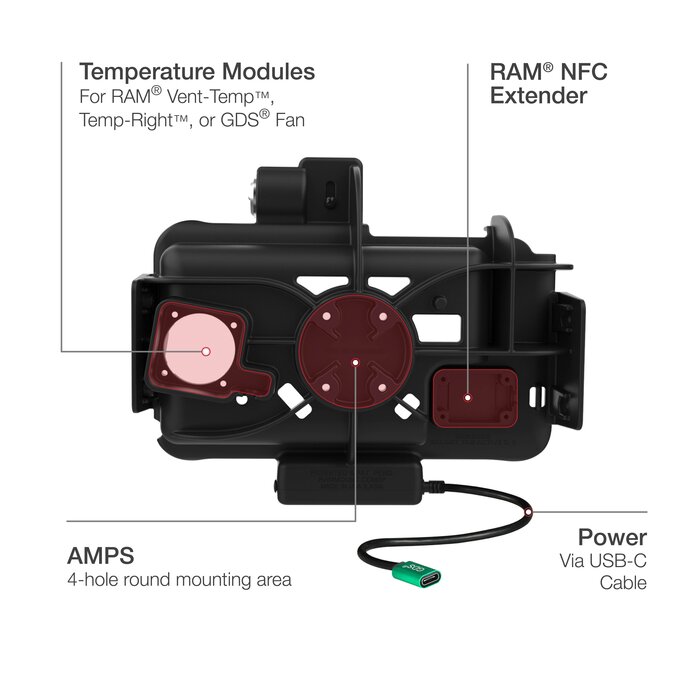 RAM MOUNT RAM-HOL-SAM58CPKLNU RAM Mounts Modular Form-Fit Holder (Key-Locking) for Samsung Tab Active3 & Active5 - In OEM/RAM Sleeve - USB-C Connector