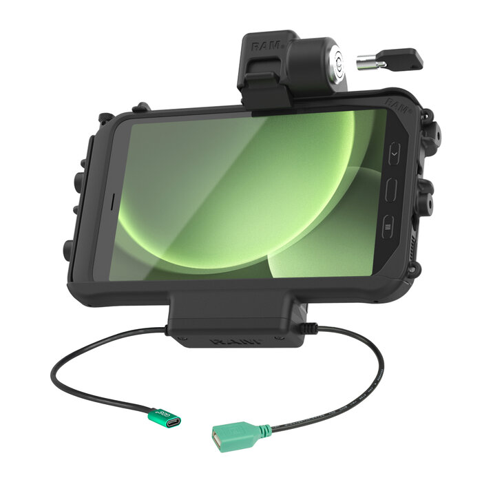 RAM MOUNT RAM-HOL-SAM58CPKLT-AU RAM-houders vormsluitende laagprofielhouder (sleutelvergrendeling) voor Samsung Tab Active3 & Active5 - in OEM/RAM-hoes - USB-C & USB-A connector