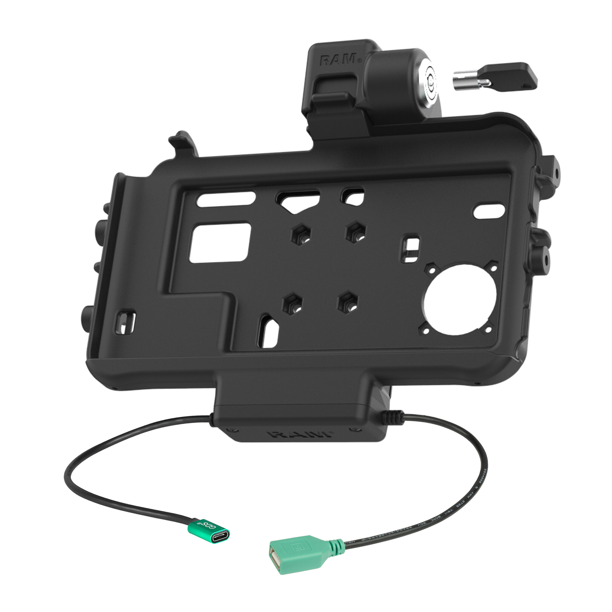 RAM MOUNT RAM-HOL-SAM58CPKLT-AU RAM-houders vormsluitende laagprofielhouder (sleutelvergrendeling) voor Samsung Tab Active3 & Active5 - in OEM/RAM-hoes - USB-C & USB-A connector