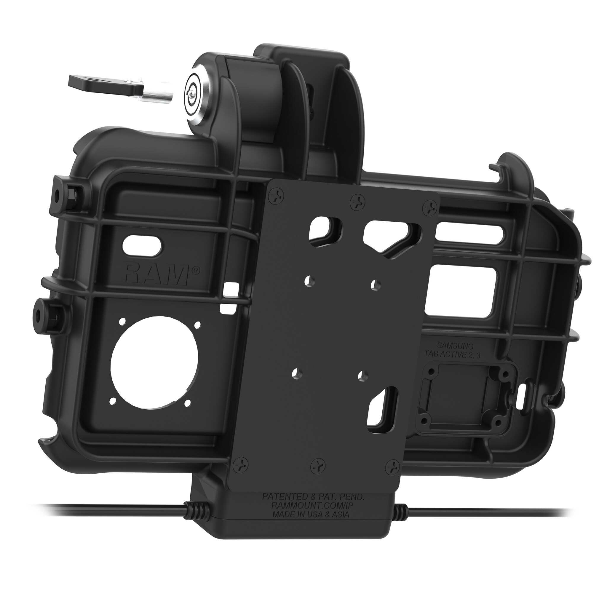 RAM MOUNT RAM-HOL-SAM58CPKLT-AU RAM-houders vormsluitende laagprofielhouder (sleutelvergrendeling) voor Samsung Tab Active3 & Active5 - in OEM/RAM-hoes - USB-C & USB-A connector