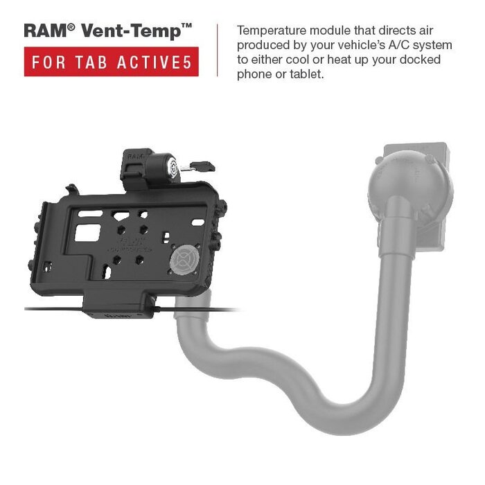 RAM MOUNT RAM-HOL-SAM58CPKLT-AU RAM Mounts Form-Fit Low Profile Holder (Key-Locking) for Samsung Tab Active3 & Active5 - In OEM/RAM Sleeve - USB-C & USB-A Connector