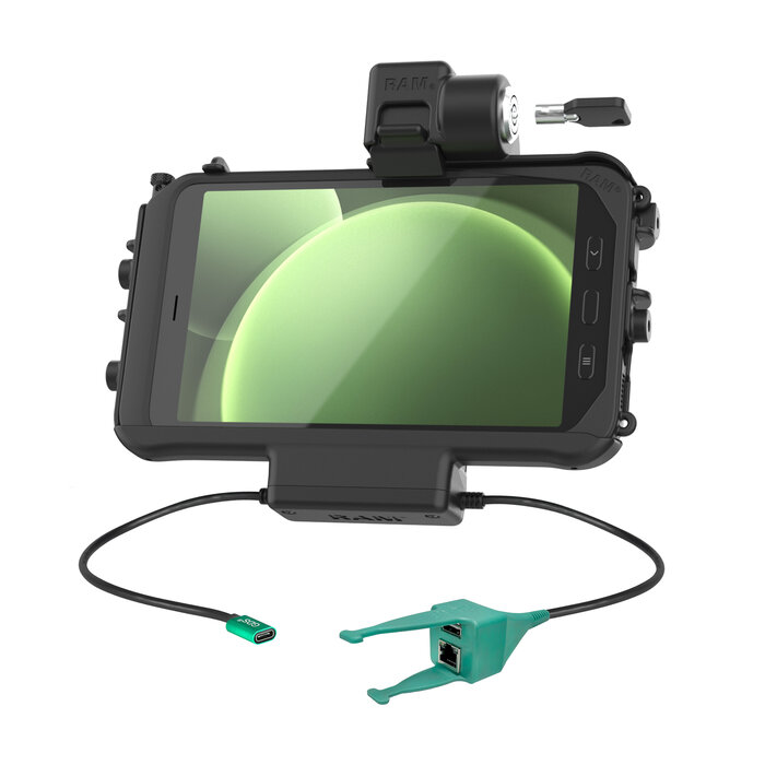 RAM MOUNT RAM-HOL-SAM58CPKLT-RJ45AU RAM Mounts Form-Fit Low Profile Holder (Key-Locking) for Samsung Tab Active3 & Active5 - In OEM/RAM Sleeve - USB-C & Dual USB-A & RJ45(Ethernet) Connector