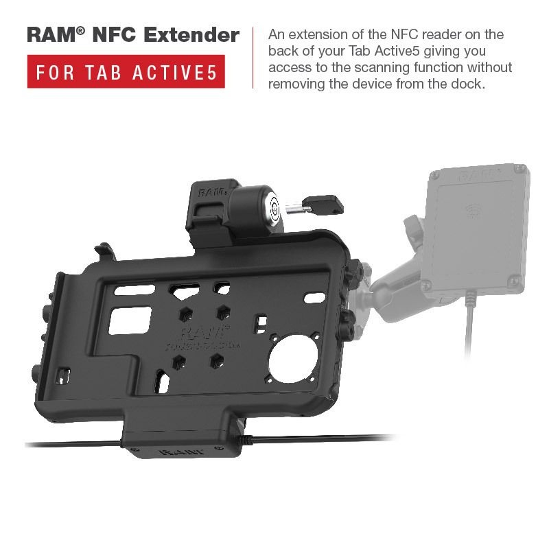 RAM MOUNT RAM-HOL-SAM58CPKLT-RJ45AU RAM-Montage f³r Form-Fit-Low-Profile-Halter (Key-Locking) f³r Samsung Tab Active3 & Active5 û in OEM/RAM-H³lle û USB-C & dualer USB-A- und RJ45-(Ethernet)-Anschluss