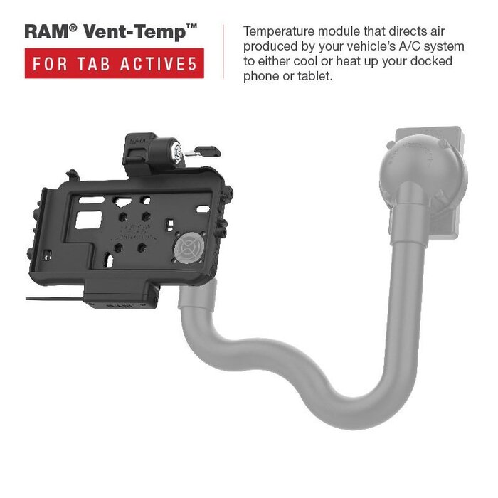 RAM MOUNT RAM-HOL-SAM58CPKLTU RAM Mounts Form-Fit Low Profile Holder (Key-Locking) for Samsung Tab Active3 & Active5 - In OEM/RAM Sleeve - USB-C Connector