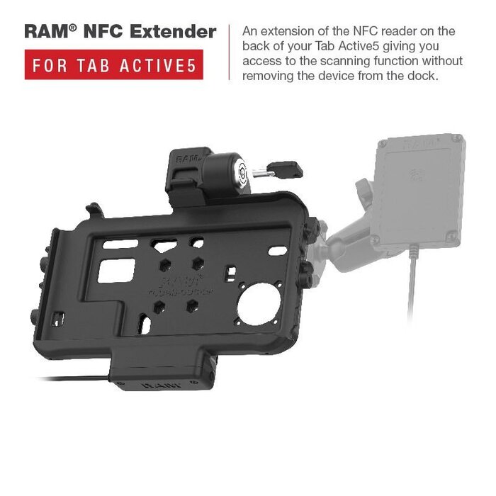 RAM MOUNT RAM-HOL-SAM58CPKLTU Soportes de RAM Soporte de perfil bajo ajustado (bloqueo por llave) para Samsung Tab Active3 y Active5 - En funda OEM/RAM - Conector USB-C