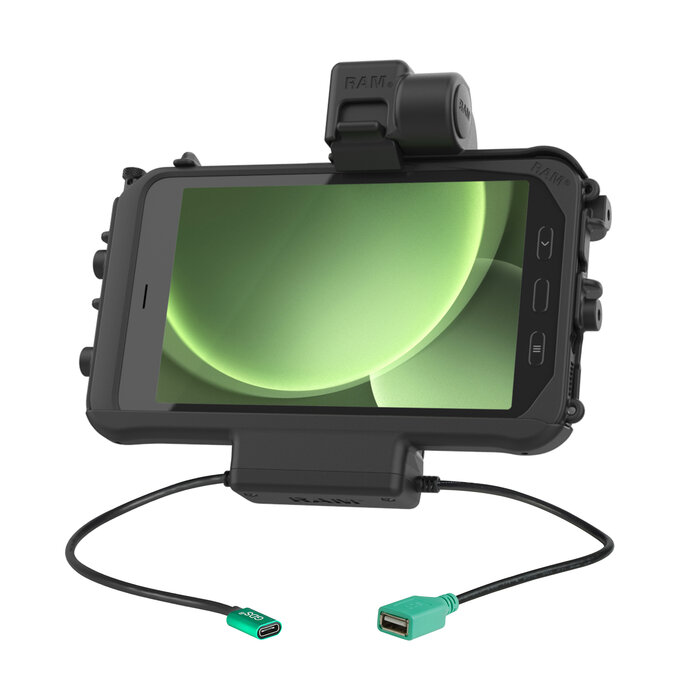 RAM MOUNT RAM-HOL-SAM58CPT-1AU RAM-montage vormsluitende laagprofielhouder (vergrendeling) voor Samsung Tab Active3 & Active5 - in OEM/RAM-hoes - USB-C & USB-A connector