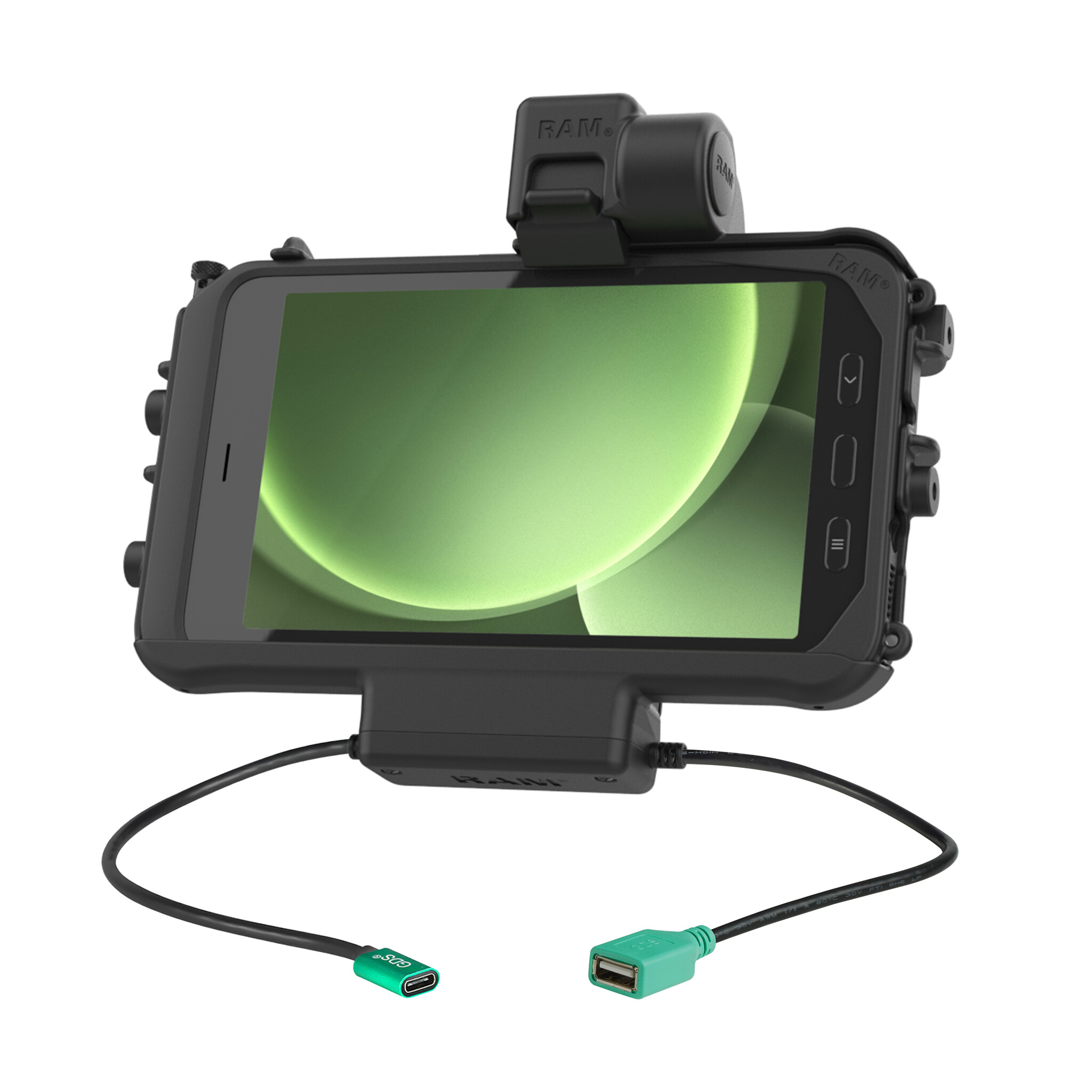 RAM MOUNT RAM-HOL-SAM58CPT-1AU RAM Mounts Form-Fit Low Profile Holder (Latch) for Samsung Tab Active3 & Active5 - In OEM/RAM Sleeve - USB-C & USB-A Connector