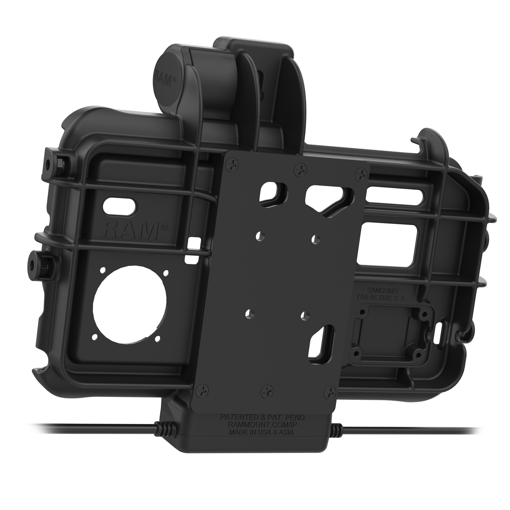 RAM MOUNT RAM-HOL-SAM58CPT-1AU RAM-montage vormsluitende laagprofielhouder (vergrendeling) voor Samsung Tab Active3 & Active5 - in OEM/RAM-hoes - USB-C & USB-A connector