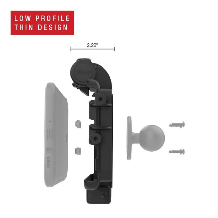 RAM MOUNT RAM-HOL-SAM58CPT-1AU RAM Mounts Form-Fit Low Profile Holder (Latch) for Samsung Tab Active3 & Active5 - In OEM/RAM Sleeve - USB-C & USB-A Connector
