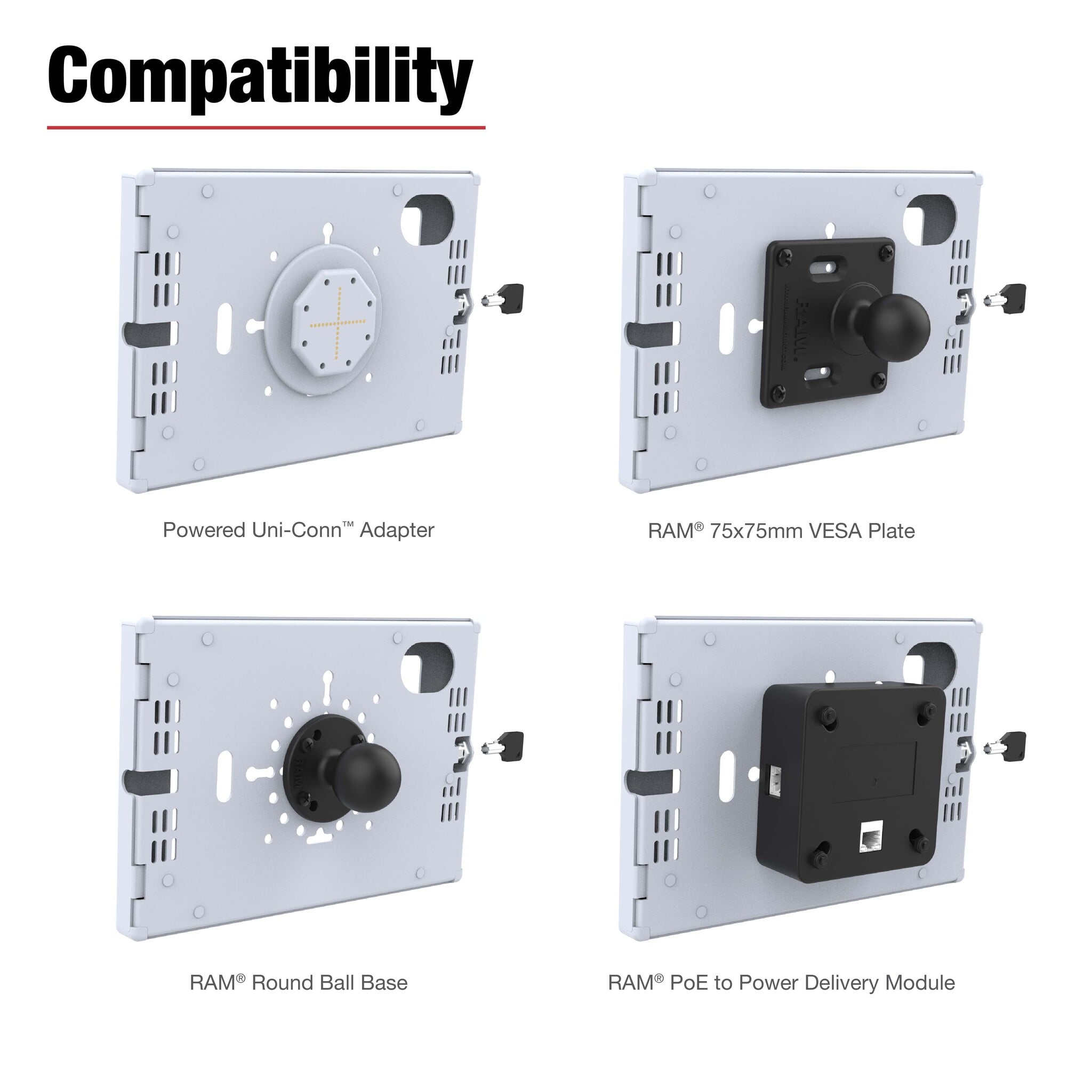 RAM MOUNT RAM-TE-AP36-GRY RAM Mounts Safe-Case? for Apple iPad mini (A17 Pro) & mini 6 - Key-Lock, several Hole Pattern, light gray