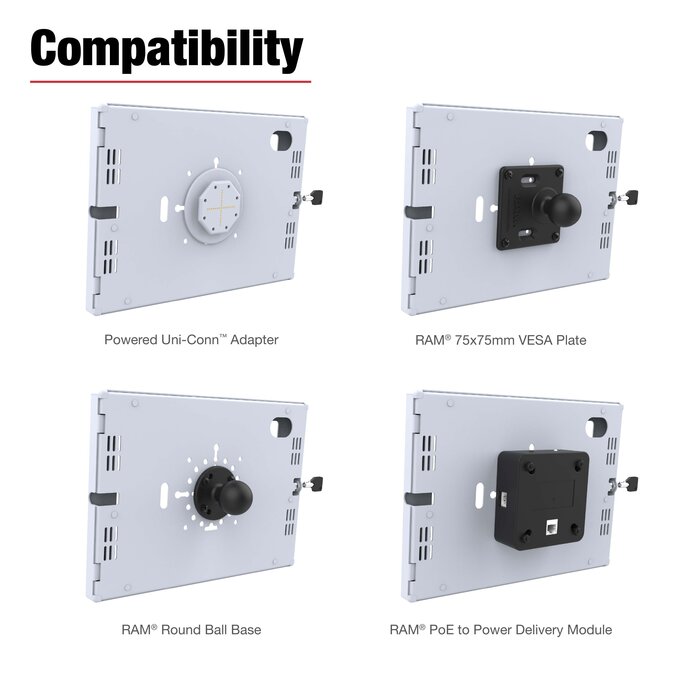 RAM MOUNT RAM-TE-AP40-GRY RAM Mounts Safe-Case for Apple iPad 10th & 11th Gen - Key-Lock, several Hole Pattern, light gray