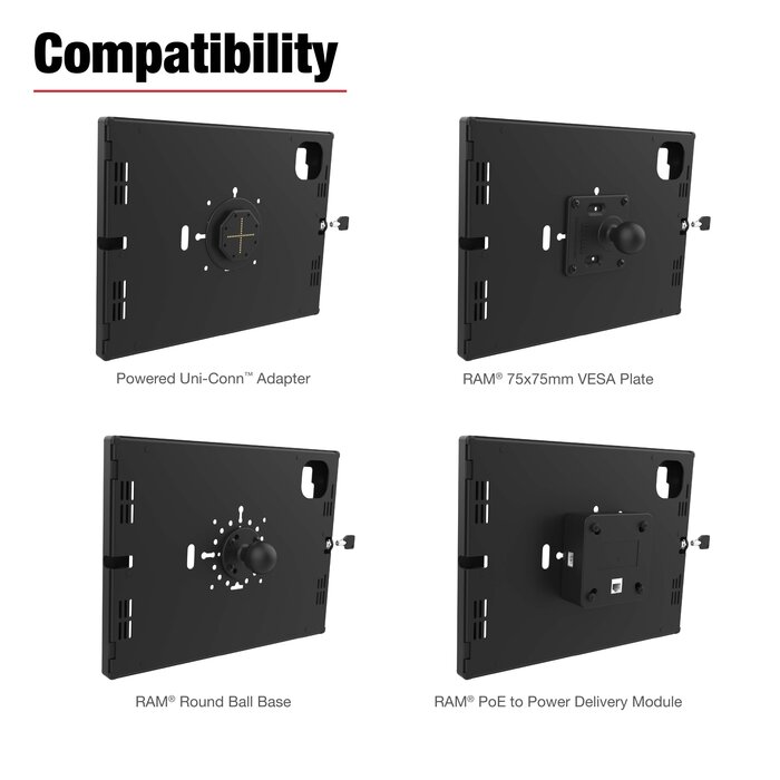 RAM MOUNT RAM-TE-AP47 RAM-mounts safecase? voor iPad Pro 13 (M4), Air 13 (M2 & M3), en Pro 12.9 - Key-Lock, meerdere gaten patroon